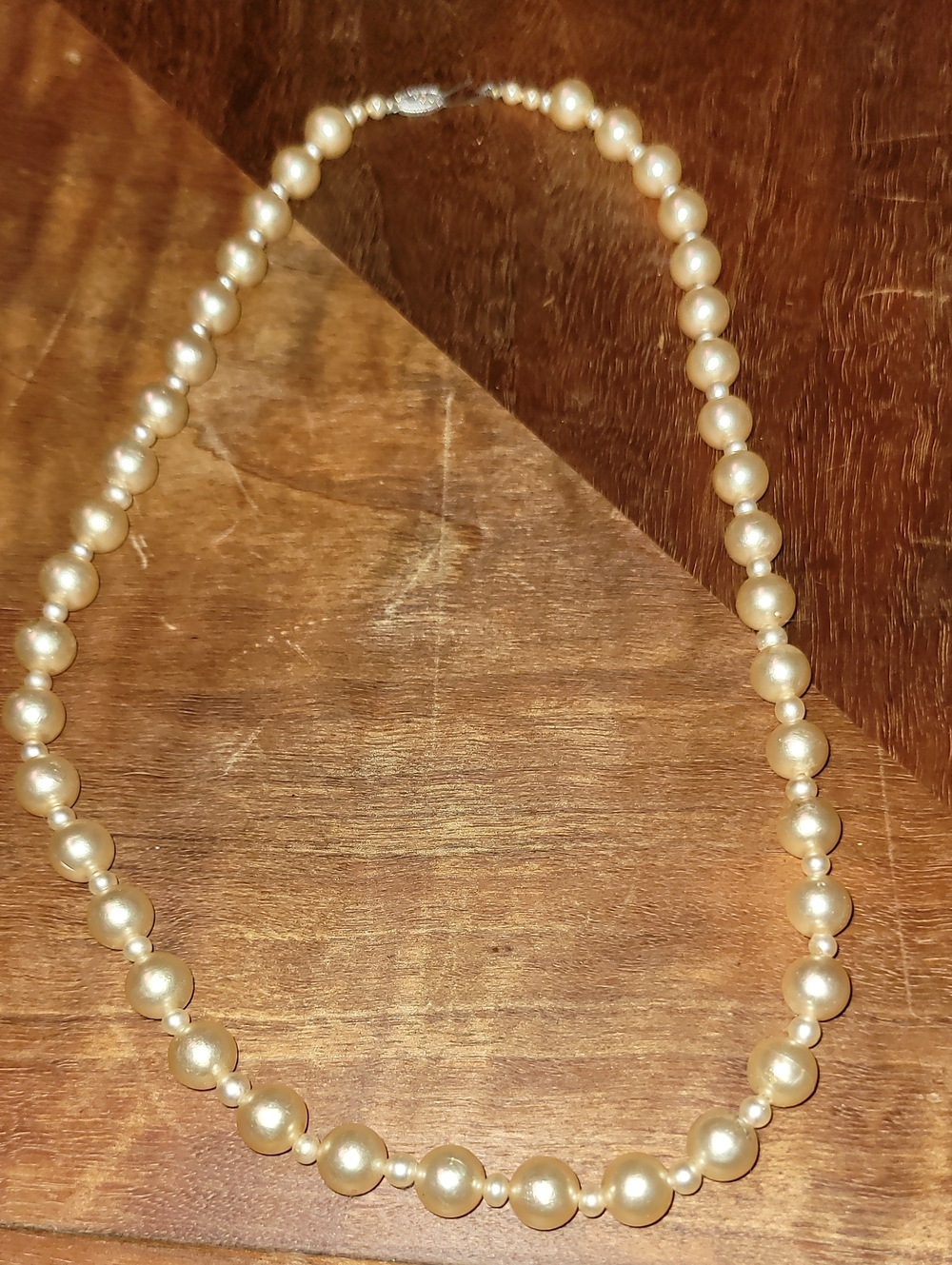 Vintage 10K Gold & Graduated Pearl Necklace – Hybrid Heirloom Strand